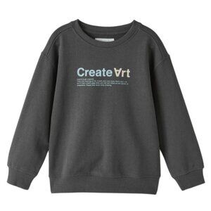 Zara Kids Unisex "Create Art" Graphic Sweatshirt Printed Charcoal Grey Size 10
